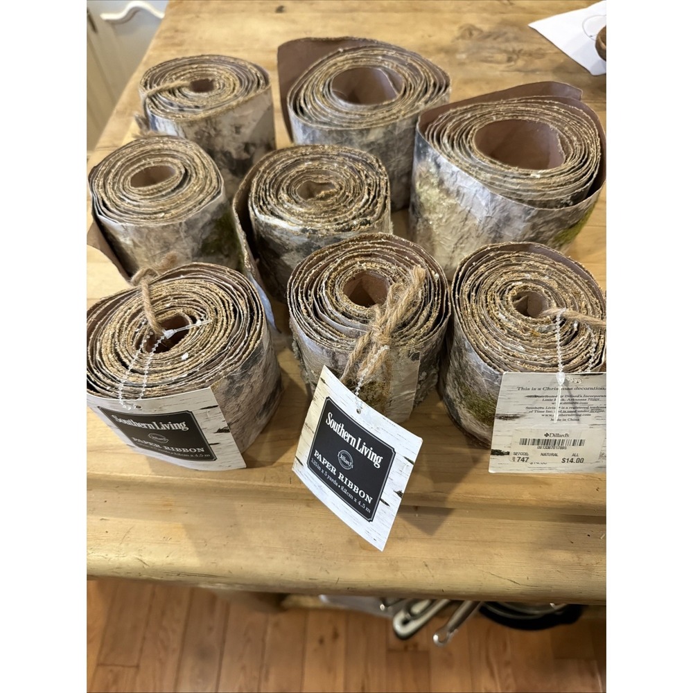 Southern Living Dillard's Paper Ribbon Christmas Natural Bark 3.25 In X 5